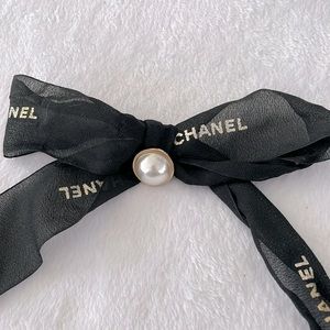 CHANEL authentic ribbon with pearl charm